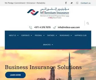 Mibco-Uae.com(Millennium Insurance Brokers) Screenshot