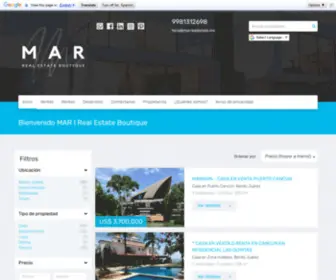 Micasaencancun.com(Bienvenido MAR I Real Estate Boutique) Screenshot