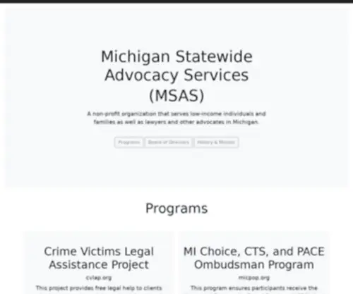 Michigansas.org(Michigan Statewide Advocacy Services) Screenshot