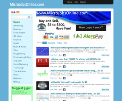 Microjobsonline.com(Make money and buy services) Screenshot