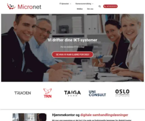 Micronet.no(IT-tjenester, telefoni og kameraovervåking) Screenshot