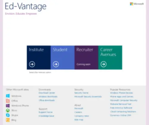 Microsoftedvantage.com(Microsoft Ed) Screenshot