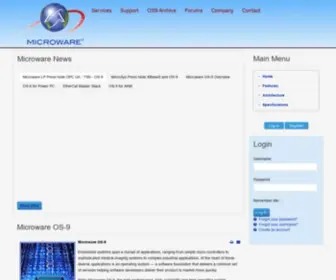 Microware.com(OS-9 RTOS Microware Hawk Hawkeye ARM X86 PPC Power PC) Screenshot