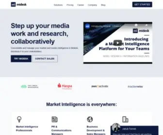 Midesk.co(Consolidate and Manage Your Market and Media Intelligence) Screenshot