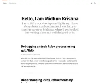 Midhunkrishna.in(Hello, I am Midhun Krishna) Screenshot