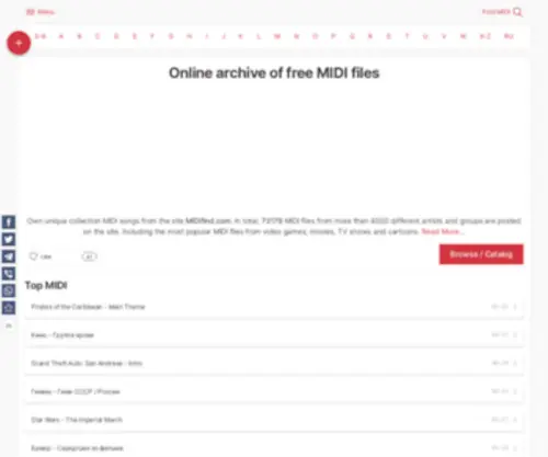 Midifind.com(Online archive of free MIDI Files) Screenshot