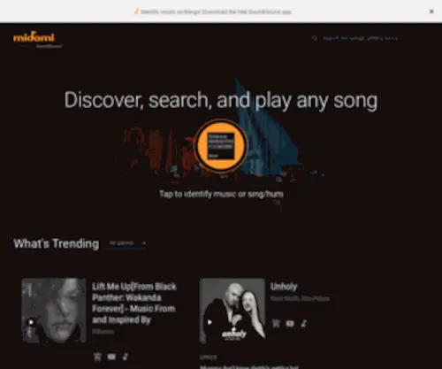 Midomi.com(Search for Music Using Your Voice by Singing or Humming) Screenshot