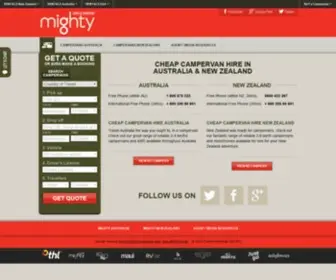 Mightycampers.com(Mighty's range of cheap campervan hire options) Screenshot