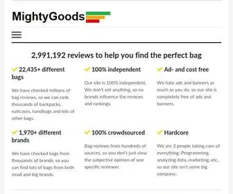 Mightygoods.com(Backpack, Luggage and Handbag Reviews) Screenshot