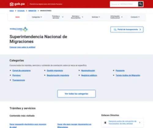 Migraciones.gob.pe(Superintendencia Nacional de Migraciones) Screenshot