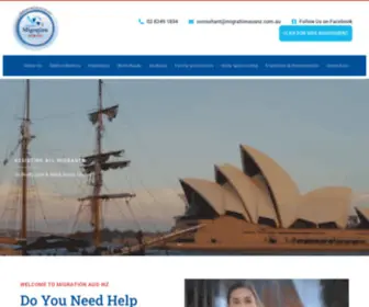 Migrationausnz.com.au(Assists migrants acquire the VISA needed for Australia and Down Under) Screenshot