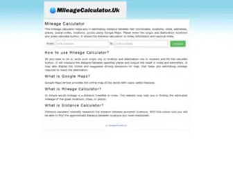 Mileagecalculator.uk(This mileage calculator) Screenshot