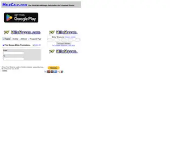 Milecalc.com(The Ultimate Mileage Calculator for Frequent Flyers) Screenshot