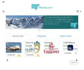 Milesflip.com(Buy and sell frequent flyer miles or airmiles) Screenshot