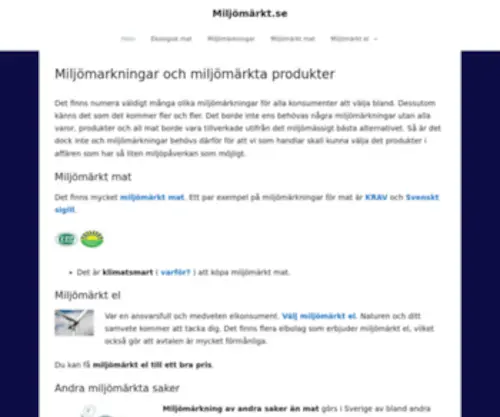 Miljomarkt.se(Miljömärkt.se) Screenshot