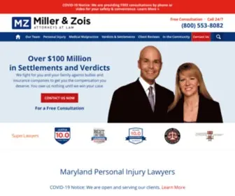 Millerandzois.com(Maryland Personal Injury Lawyer) Screenshot