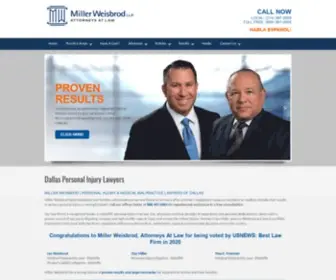 Millerweisbrod.com(Personal Injury Lawyers in Dallas) Screenshot