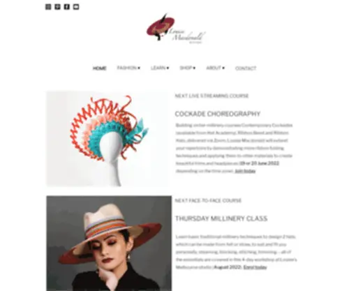 Millinery.com.au(Designer hats and millinery courses) Screenshot