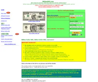 Millionbill.com(Million Dollar Bill and Billion Dollar Bill at Wholesale Prices) Screenshot