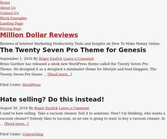 Milliondollarreviews.com(Reviews of Internet Marketing Productivity Tools and Insights on How To Make Money Online) Screenshot