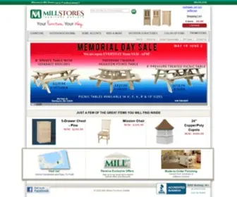 Millstores.com(Mill Stores selling quality unfinished wood furniture) Screenshot