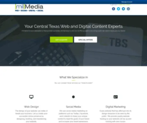 Milmediagroup.com(Your Central Texas Web Design and Digital Marketing Experts. milMedia Group) Screenshot