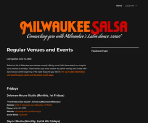 Milwaukeesalsa.org(Connecting you with Milwaukee Latin dance scene) Screenshot