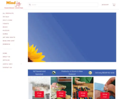 Mindjig.co.nz(NZ Seniors' Activities and Gifts) Screenshot
