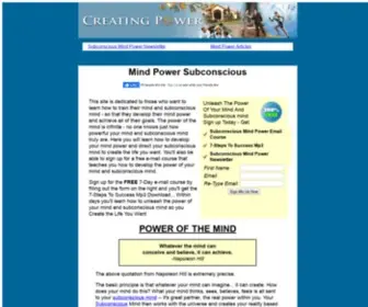 Mindpowersubconscious.com(How To Use Your Subconscious Mind Power To Create Success) Screenshot