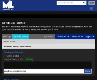 Minecraftlist.org(Top Minecraft Servers) Screenshot