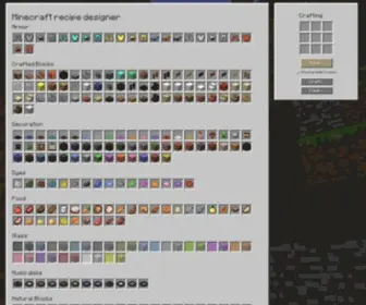 Minecraftrecipedesigner.com(Minecraft recipe designer) Screenshot