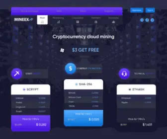 Mineex.biz(Cryptocurrency cloud mining) Screenshot
