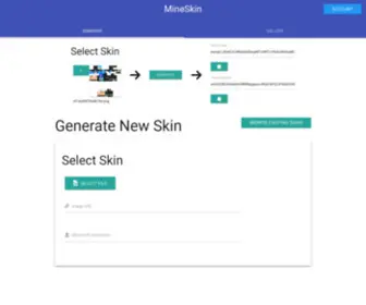 Mineskin.org(Allows you to generate skin texture data for Minecraft which) Screenshot