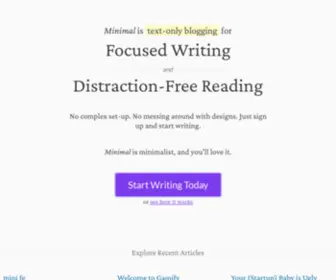 Minimal.blog(Minimalist blogging for focused writing and distraction) Screenshot