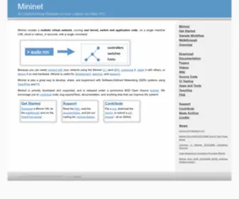 Mininet.org(Mininet: An Instant Virtual Network on Your Laptop (or Other PC)) Screenshot