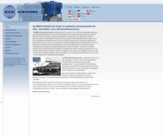 Minox-Siebtechnik.de(Siebmaschinen,Taumelsiebmaschinen,Luftstrahlsiebmaschinen,Präzisionssiebe) Screenshot