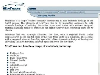 Mintrans.com(MINTRANS Minerals Transport Solutions Limited) Screenshot