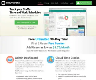 Minuteworx.com(100% Free Time Clock App with Intuit Quickbooks and Google Calendar) Screenshot
