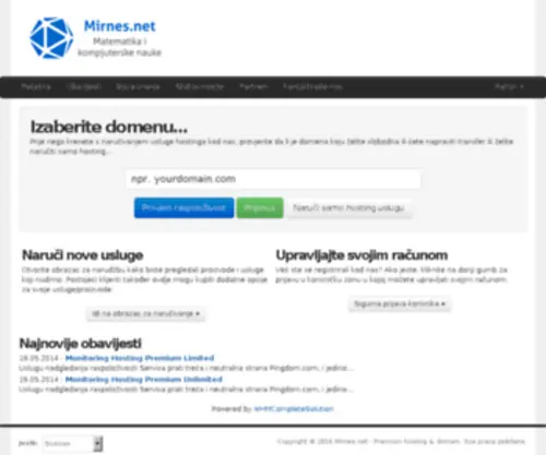 Mirnes.net(Početna WHMCS) Screenshot