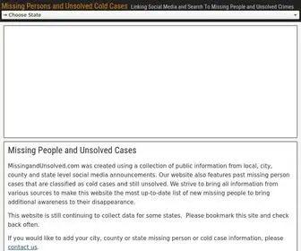 Missingandunsolved.com(Linking Social Media and Search To Missing People and Unsolved Crimes) Screenshot