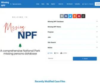 Missingnpf.com(Missing in U.S. National Parks and Forests) Screenshot