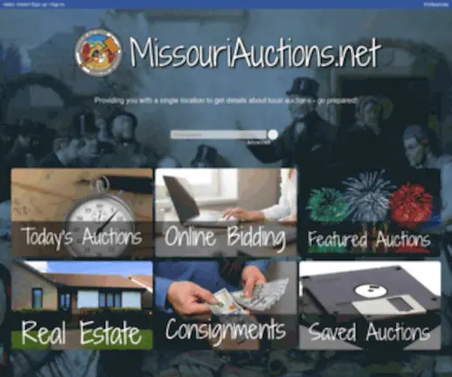 Missouriauctions.net(Detailed information about upcoming auctions in the Missouri area) Screenshot
