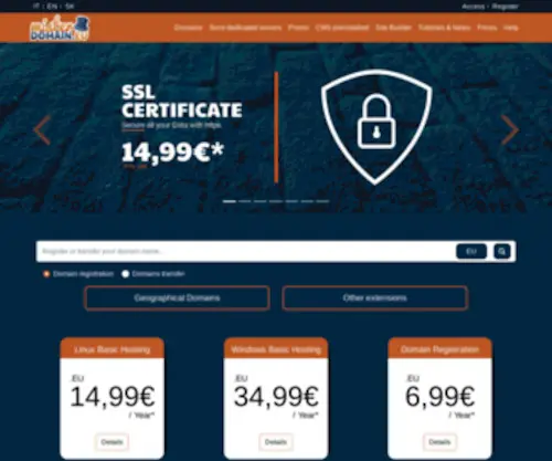 MisterDomain.eu(Registrazione e trasferimento domini) Screenshot