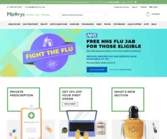 Mistrys.co.uk(Cosmetics and Online Prescriptions) Screenshot