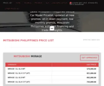 Mitsubishipricelist.com(Mitsubishi Pricelist Philippines) Screenshot