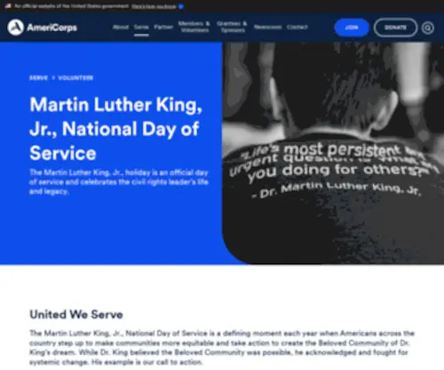 MLkday.gov(Martin Luther King) Screenshot