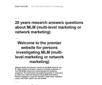 MLM-Thetruth.com(The Truth About Multi) Screenshot