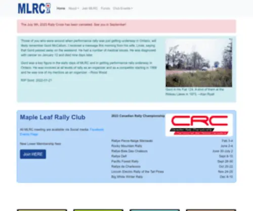 MLRC.ca(Club Events) Screenshot