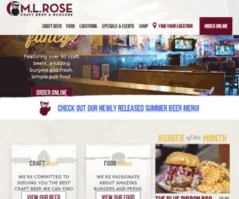 Mlrose.com(M.L.Rose Craft Beer & Burgers) Screenshot