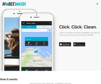 Mobeewash.com(Click. Click. Clean. A clean car. Anytime. Anywhere. MobeeWash) Screenshot